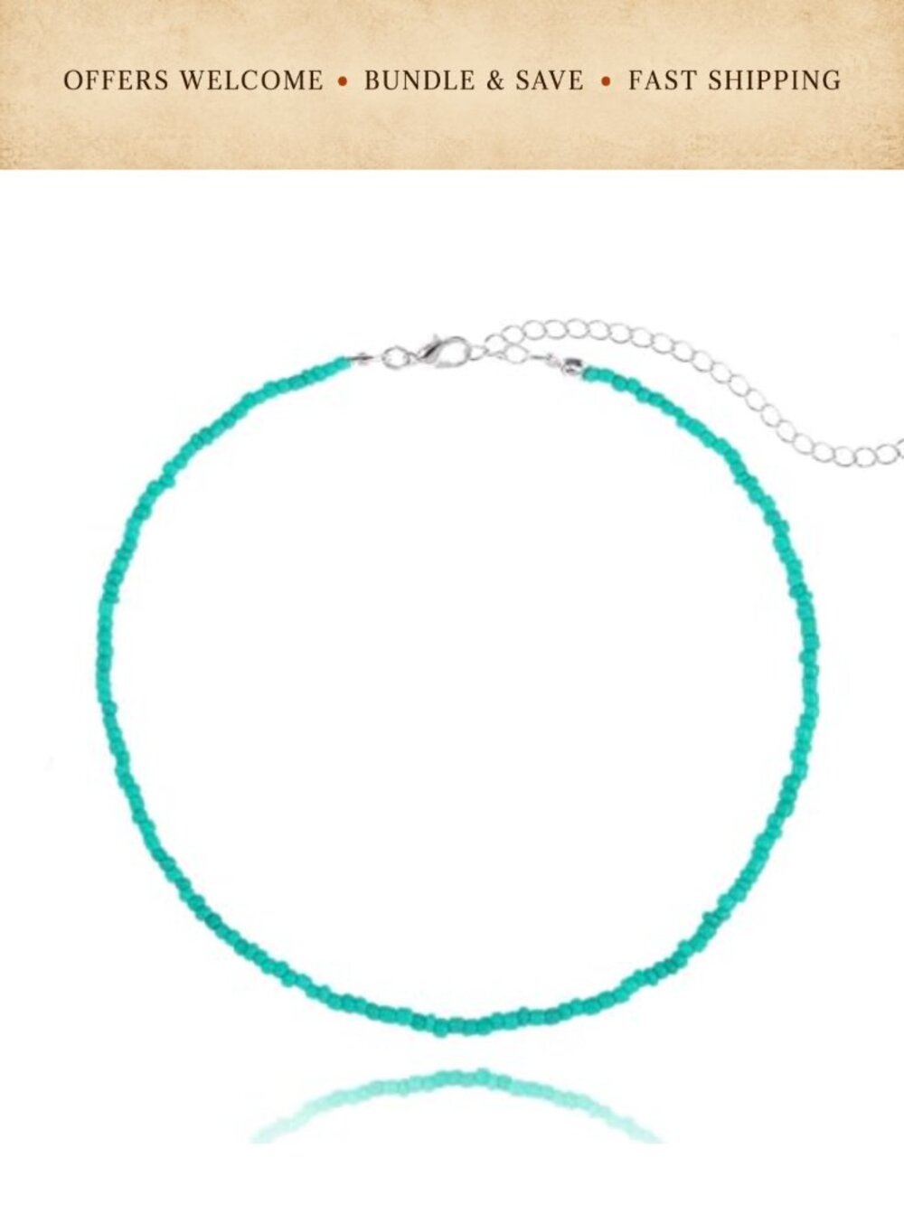 Boho Rice Beaded Choker Necklace Seed Bead Lobster Clasp Simple Elegant